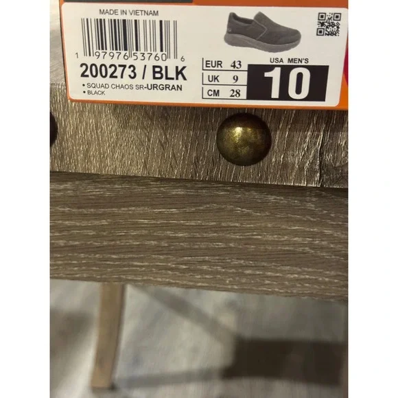 Skechers Work Squad SR-Urgran Mens 10 Black Slip Resistant Shoes 200273/BLK - Picture 2 of 9